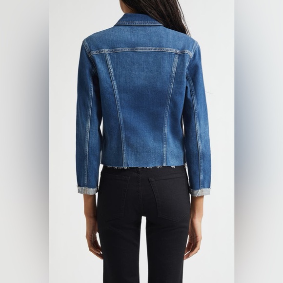 L’AGENCE NEW Janelle Slim Fit Raw Hem Denim Trucker Jacket small Authentique - Picture 4 of 10